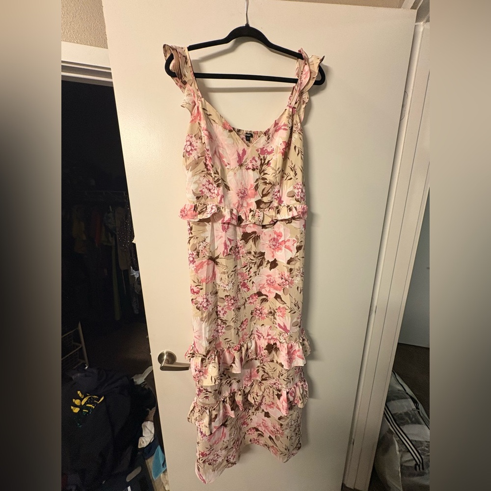 Express Floral Smocked Top in Pink and Cream